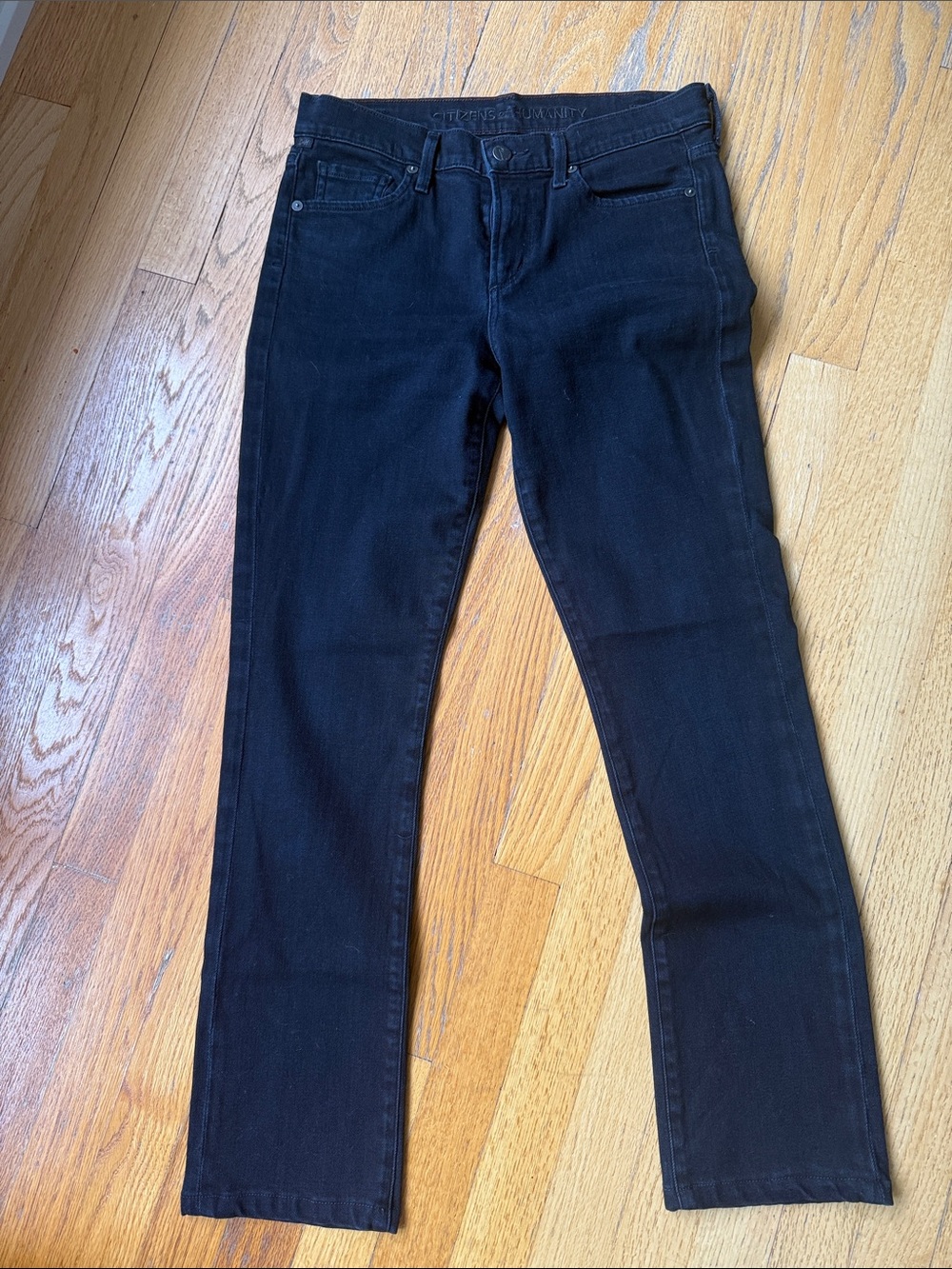 Citizens of Humanity Black Straight Leg Jeans 98% Cotton USA Size 27